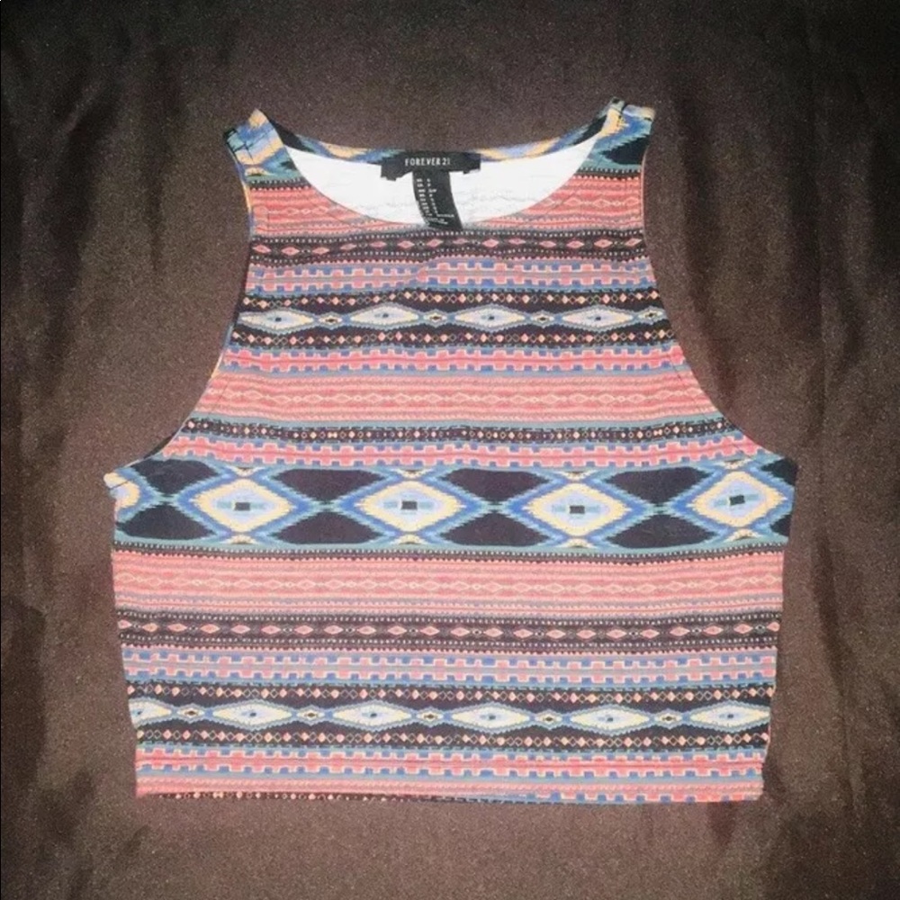 Forever 21 Size Small Striped Pattern Top Blouse Crop Top Multi Color